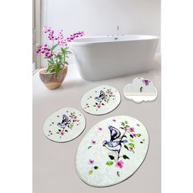 Chilai Home Bırd Nest 3'lü Set Paspas Yıkanabilir Kaymaz Taban Banyo Halısı Klozet Takımı
