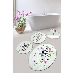 Chilai Home Bırd Nest 3'lü Set Paspas Yıkanabilir Kaymaz Taban Banyo Halısı Klozet Takımı