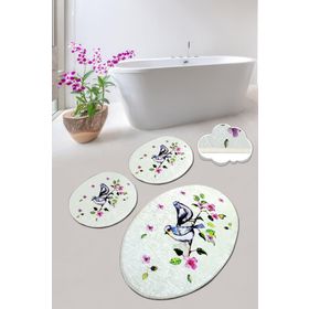 Chilai Home Bırd Nest 3'lü Set Paspas Yıkanabilir Kaymaz Taban Banyo Halısı Klozet Takımı