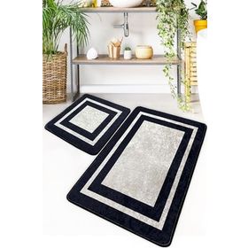 Chilai Home Black Frame 2'li Set Djt Banyo Halısı
