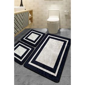 Chilai Home Black Frame 3'lü Set Djt Banyo Halısı