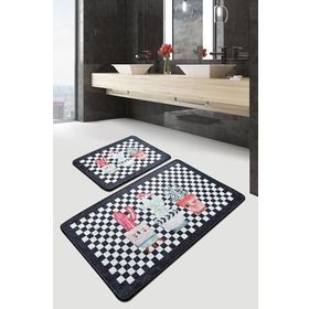 Chilai Home Black Happy House Djt 2'li Set Banyo Halısı Paspas Seti