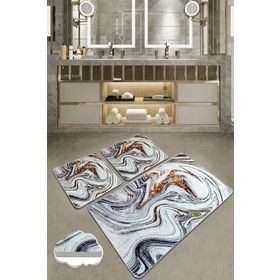 Chilai Home Blur 3'lü Set Paspas Yıkanabilir Kaymaz Taban Banyo Halısı Klozet Takımı