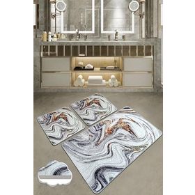 Chilai Home Blur 3'lü Set Paspas Yıkanabilir Kaymaz Taban Banyo Halısı Klozet Takımı