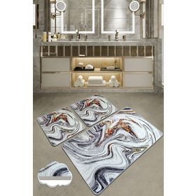 Chilai Home Blur 3'lü Set Paspas Yıkanabilir Kaymaz Taban Banyo Halısı Klozet Takımı