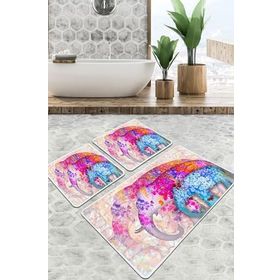 Chilai Home Borneo Djt 3'lü Set Banyo Paspası Kaymaz Tabanlı Banyo Halısı Klozet Takımı