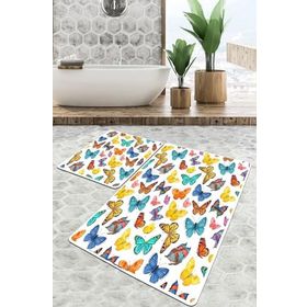 Chilai Home Butterfly Valley Djt 2'li Set Banyo Paspası Kaymaz Tabanlı Banyo Halısı Klozet Takımı