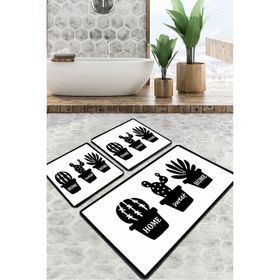 Chilai Home Cereus Djt 3'lü Set Banyo Paspası Kaymaz Tabanlı Banyo Halısı Klozet Takımı