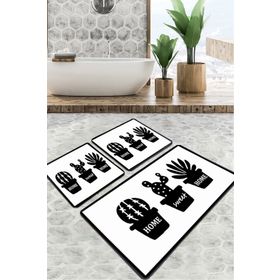 Chilai Home Cereus Djt 3'lü Set Banyo Paspası Kaymaz Tabanlı Banyo Halısı Klozet Takımı