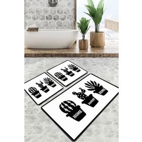 Chilai Home Cereus Djt 3'lü Set Banyo Paspası Kaymaz Tabanlı Banyo Halısı Klozet Takımı