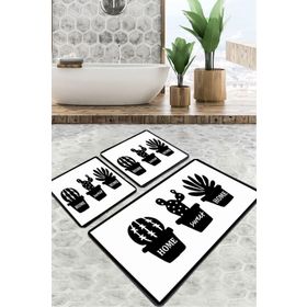 Chilai Home Cereus Djt 3'lü Set Banyo Paspası Kaymaz Tabanlı Banyo Halısı Klozet Takımı