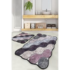 Chilai Home Circle Mor 2'li Set Djtyıkanabilir Kaymaz Taban Paspas Banyo Halısı Klozet Takımı