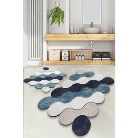 Chilai Home Circle Yeşil 2'li Set Djt Yıkanabilir Kaymaz Taban Paspas Banyo Halısı Klozet Takımı