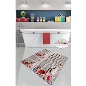 Chilai Home Coast 3'lü Set Paspas Yıkanabilir Kaymaz Taban Banyo Halısı Klozet Takımı