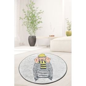 Chilai Home Dog Man Djt 100x100 cm Dekoratif Salon Halısı