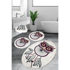 Chilai Home Dream Djt 3'lü Set Paspas Kaymaz Taban Yıkanabilir Banyo Halısı Klozet Takımı