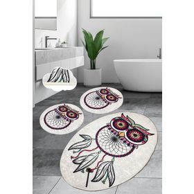 Chilai Home Dream Djt 3'lü Set Paspas Kaymaz Taban Yıkanabilir Banyo Halısı Klozet Takımı