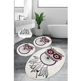 Chilai Home Dream Djt 3'lü Set Paspas Kaymaz Taban Yıkanabilir Banyo Halısı Klozet Takımı