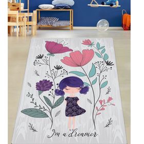 Chilai Home Flores Largas Djt Yıkanabilir Kaymaz Taban 80x150 cm Çocuk ve Bebek Halısı
