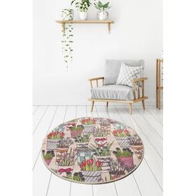 Chilai Home Flowerpot Djt Çap 100 cm Banyo Halısı