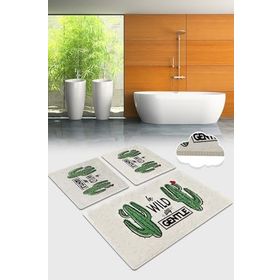 Chilai Home Gentle Djt 3'lü Set Banyo Paspası Kaymaz Tabanlı Banyo Halısı Klozet Takımı