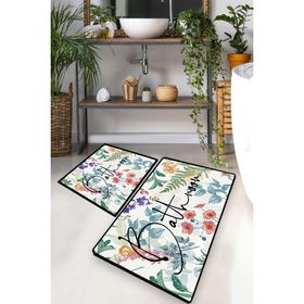 Chilai Home Green In Flower Djt 2'li Set Banyo Halısı Banyo Halısı