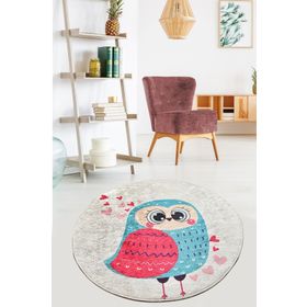 Chilai Home Gufo Djt Çap Kaymaz Taban Dekoratif 140x140 cm Halı