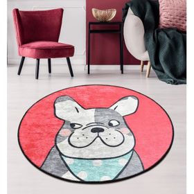 Chilai Home Happy Dogs Pink Djt 100x100 cm Dekoratif Salon Halısı