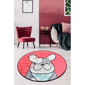 Chilai Home Happy Dogs Pink Djt 100x100 cm Dekoratif Salon Halısı