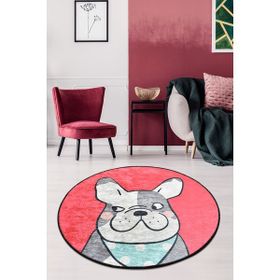 Chilai Home Happy Dogs Pink Djt 100x100 cm Dekoratif Salon Halısı