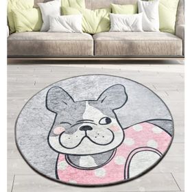 Chilai Home Happy Dogs Pink Djt 100x100 cm Dekoratif Salon Halısı