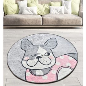 Chilai Home Happy Dogs Pink Djt 100x100 cm Dekoratif Salon Halısı
