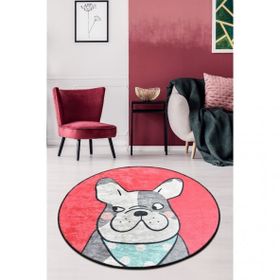 Chilai Home Happy Dogs Pink Djt 100x100 cm Dekoratif Salon Halısı