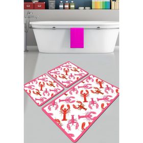 Chilai Home Homard Djt 3'lü Set Banyo Paspası Kaymaz Tabanlı Banyo Halısı Klozet Takımı