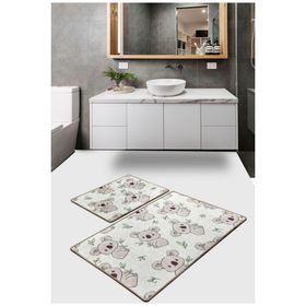 Chilai Home Koala Ekru Djt 2'li Set Paspas Kaymaz Tabanlı Banyo Halısı