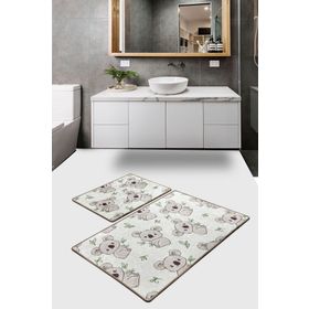 Chilai Home Koala Ekru Djt 2'li Set Paspas Kaymaz Tabanlı Banyo Halısı