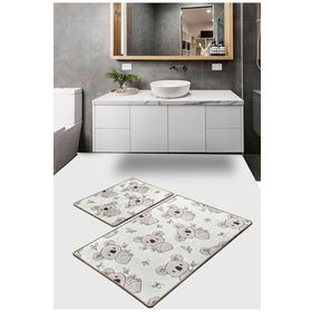Chilai Home Koala Ekru Djt 2'li Set Paspas Kaymaz Tabanlı Banyo Halısı