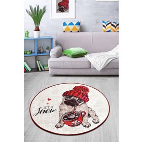 Chilai Home Let It Snow Djt Çap Dekoratif Marka Yıkanabilir Kaymaz Taban 140x140 cm Halı