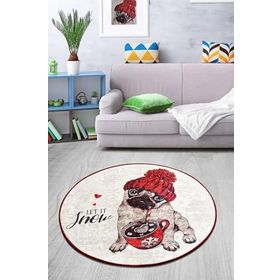 Chilai Home Let It Snow Djt Çap Dekoratif Marka Yıkanabilir Kaymaz Taban 140x140 cm Halı