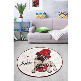 Chilai Home Let It Snow Djt Çap Dekoratif Marka Yıkanabilir Kaymaz Taban 140x140 cm Halı