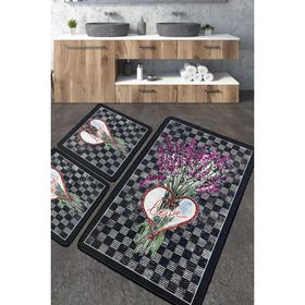 Chilai Home Levan Djt 3'lü Set Paspas Yıkanabilir Kaymaz Taban Banyo Halısı