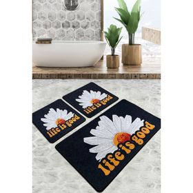 Chilai Home Life Is Good Djt 3'lü Set Banyo Paspası Kaymaz Tabanlı Banyo Halısı Klozet Takımı