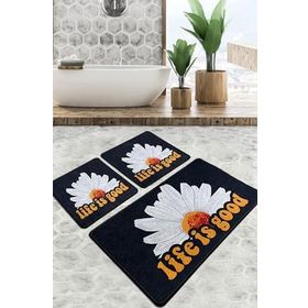 Chilai Home Life Is Good Djt 3'lü Set Banyo Paspası Kaymaz Tabanlı Banyo Halısı Klozet Takımı