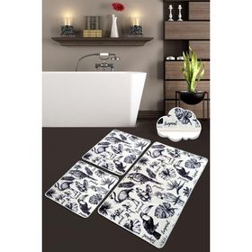 Chilai Home Lori 3'lü Set Paspas Yıkanabilir Kaymaz Taban Banyo Halısı Klozet Takımı