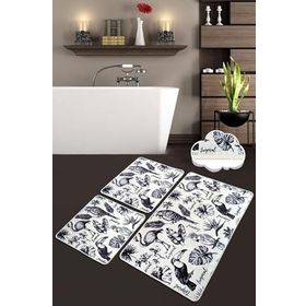 Chilai Home Lori 3'lü Set Paspas Yıkanabilir Kaymaz Taban Banyo Halısı Klozet Takımı