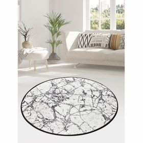 Chilai Home Marble Beyaz Halı Çap 140 cm Banyo Halısı Paspas Seti