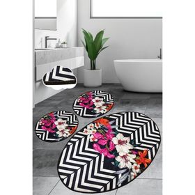 Chilai Home Marken Djt 3'lü Set Paspas Kaymaz Taban Yıkanabilir Banyo Halısı Klozet Takımı
