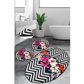 Chilai Home Marken Djt 3'lü Set Paspas Kaymaz Taban Yıkanabilir Banyo Halısı Klozet Takımı