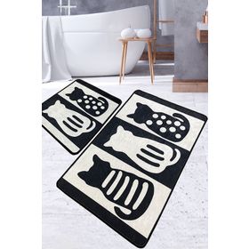 Chilai Home Meo Djt 2'li Set Paspas Yıkanabilir Kaymaz Taban Banyo Halısı