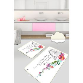 Chilai Home Monowheel 2'li Set Paspas Yıkanabilir Kaymaz Taban Banyo Halısı Klozet Takımı